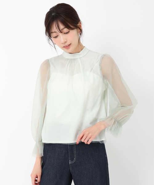 MISCH MASCH(ミッシュマッシュ)の「チュールボウタイブラウス(シャツ/ブラウス・レディース・ピンク/グリーン/アイボリー・フリ-)」の15枚目の写真