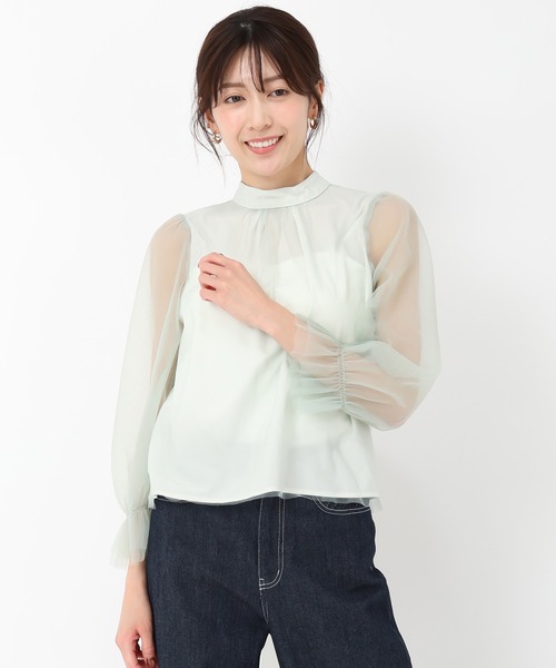 MISCH MASCH(ミッシュマッシュ)の「チュールボウタイブラウス(シャツ/ブラウス・レディース・ピンク/グリーン/アイボリー・フリ-)」の16枚目の写真