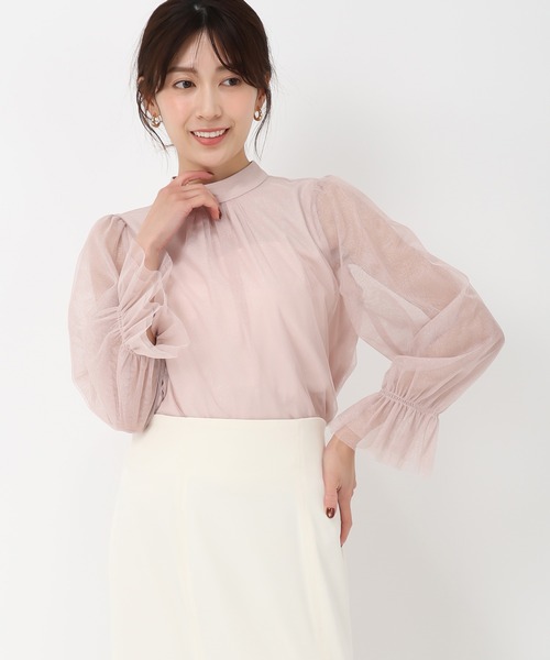 MISCH MASCH(ミッシュマッシュ)の「チュールボウタイブラウス(シャツ/ブラウス・レディース・ピンク/グリーン/アイボリー・フリ-)」の6枚目の写真