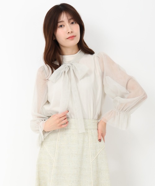 MISCH MASCH(ミッシュマッシュ)の「チュールボウタイブラウス(シャツ/ブラウス・レディース・ピンク/グリーン/アイボリー・フリ-)」の5枚目の写真
