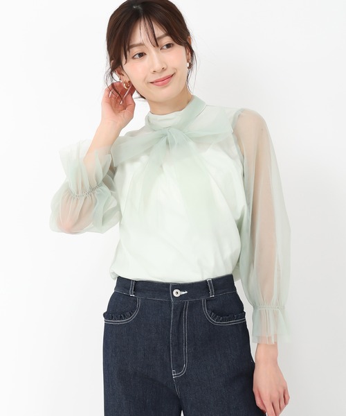 セール】2025春夏新作 チュールボウタイブラウス（シャツ