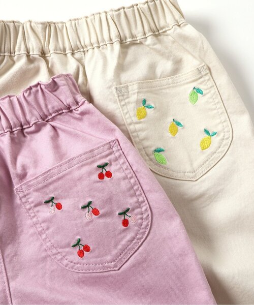 apres les cours（アプレレクール）の「【WEB限定/ジュニア対応】フルーツ刺繍ポケットパンツ（その他パンツ・キッズ・アイボリー/インディゴブルー/ピンク・140/130/80/90/100/110/120）」の11枚目の写真