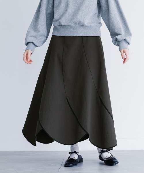 somari imagination（ソマリ イマジネーション）の「『カーブ切り替えパイピングスカート』（スカート・レディース・ベージュ/チャコール・2/1）」の19枚目の写真