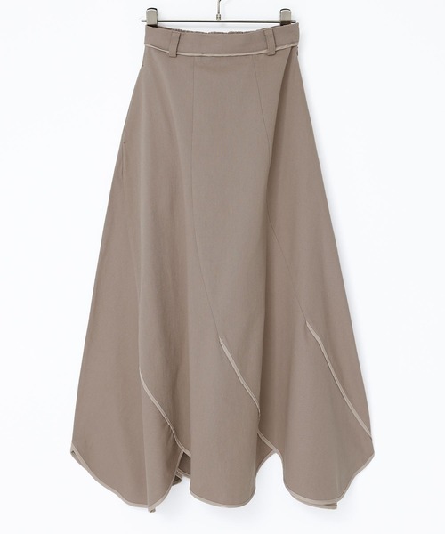somari imagination（ソマリ イマジネーション）の「『カーブ切り替えパイピングスカート』（スカート・レディース・ベージュ/チャコール・2/1）」の9枚目の写真