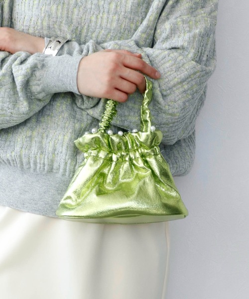 Jines（ジネス）の「パールトリムショルダーバッグ（ショルダーバッグ・レディース・グリーン/シルバー/ブラック・フリー）」の3枚目の写真