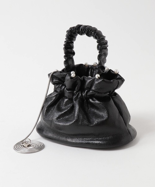 Jines（ジネス）の「パールトリムショルダーバッグ（ショルダーバッグ・レディース・グリーン/シルバー/ブラック・フリー）」の7枚目の写真