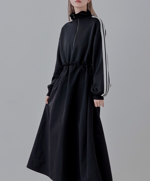 etoll.（エトル）の「ハーフジップトラックジャージドッキングワンピース（ワンピース・レディース・アイボリー/ブラック・M）」の9枚目の写真