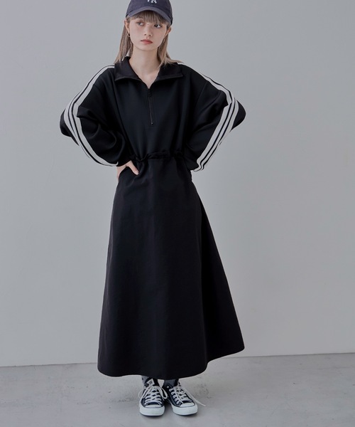 etoll.（エトル）の「ハーフジップトラックジャージドッキングワンピース（ワンピース・レディース・アイボリー/ブラック・M）」の12枚目の写真