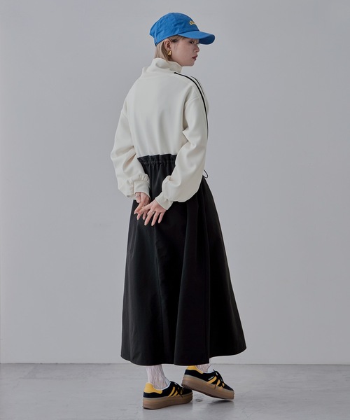 etoll.（エトル）の「ハーフジップトラックジャージドッキングワンピース（ワンピース・レディース・アイボリー/ブラック・M）」の15枚目の写真