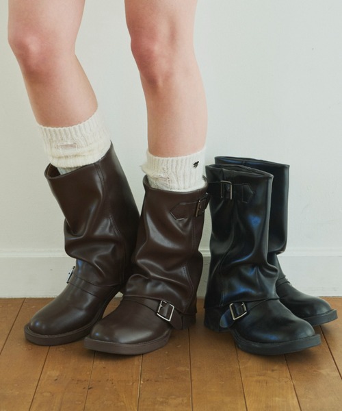 idem（イデム）の「layered middle boots／レイヤードミドルブーツ（ブーツ・レディース・ブラウン/ブラック・SMALL/MEDIUM/LARGE）」の3枚目の写真