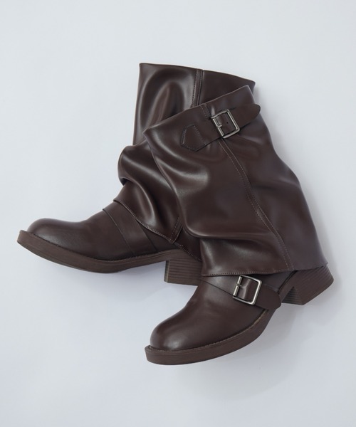 idem（イデム）の「layered middle boots／レイヤードミドルブーツ（ブーツ・レディース・ブラウン/ブラック・SMALL/MEDIUM/LARGE）」の6枚目の写真