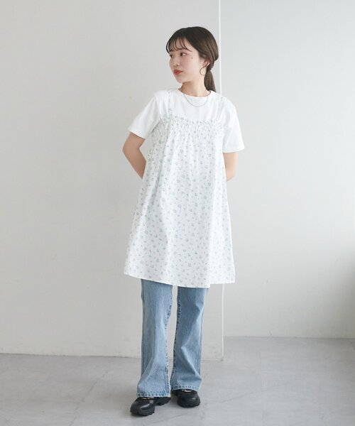 DISCOAT（ディスコート）の「【umm.】WEB限定小花柄キャミチュニック（チュニック・レディース・オフホワイト/ベージュ・FREE）」の7枚目の写真