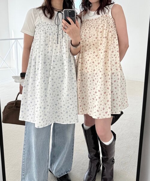 DISCOAT（ディスコート）の「【umm.】WEB限定小花柄キャミチュニック（チュニック・レディース・オフホワイト/ベージュ・FREE）」の21枚目の写真