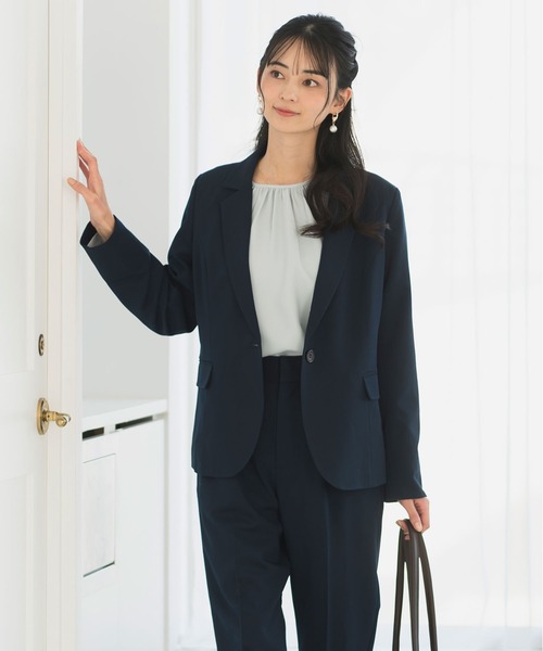 CELEN（セレン）の「【オフィスカジュアル/セットアップ可】ストレッチテーラードジャケット 単品 ＜洗える/防シワ/UV/花粉防止＞（スーツジャケット・レディース・グレー系その他/ブラック/ネイビー・M/S/L）」の3枚目の写真