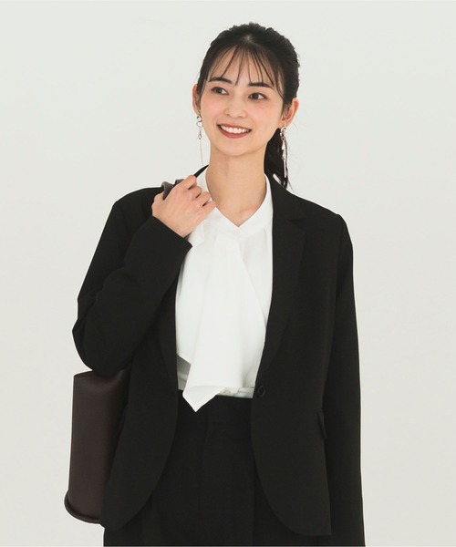 CELEN（セレン）の「【オフィスカジュアル/セットアップ可】ストレッチテーラードジャケット 単品 ＜洗える/防シワ/UV/花粉防止＞（スーツジャケット・レディース・グレー系その他/ブラック/ネイビー・M/S/L）」の4枚目の写真