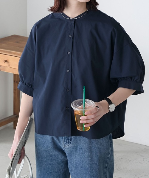 BONLECILL(ボンルシール)の「バックシャーリングバンドカラーシャツ/ブラウス(シャツ/ブラウス・レディース・チャコールグレー/ブルー/アイボリー/ネイビー・FREE)」の21枚目の写真