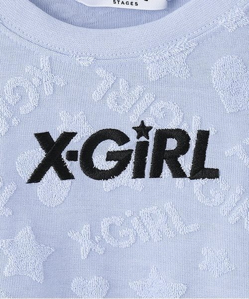 X-girl Stages（エックスガールステージス）の「ロゴパイルショート丈半袖Tシャツ（Tシャツ/カットソー・キッズ・アイボリー/ライトブルー・120cm/130cm/100cm/140cm/110cm/90cm/80ｃｍ）」の9枚目の写真