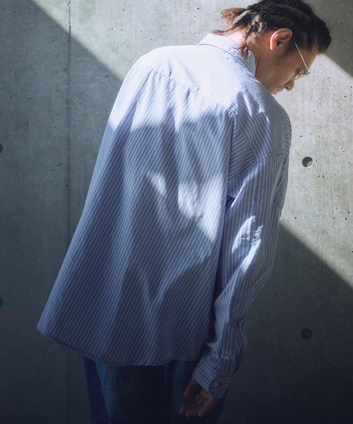 ADAM PATEK(アダムパテック)の「ms6012-striped anarchy shirt シャツ(シャツ/ブラウス・メンズ・ブルー/ブラック・2/1)」の12枚目の写真