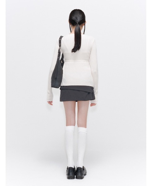 Miseki SEOUL（ミセキソウル）の「Shirring knee socks（ソックス/靴下・レディース・ブラック/グレー/アイボリー/チャコール・OS）」の22枚目の写真