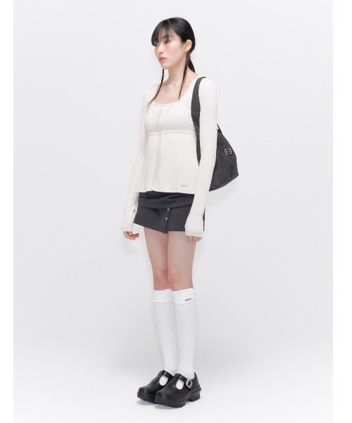 Miseki SEOUL（ミセキソウル）の「Shirring knee socks（ソックス/靴下・レディース・ブラック/グレー/アイボリー/チャコール・OS）」の21枚目の写真