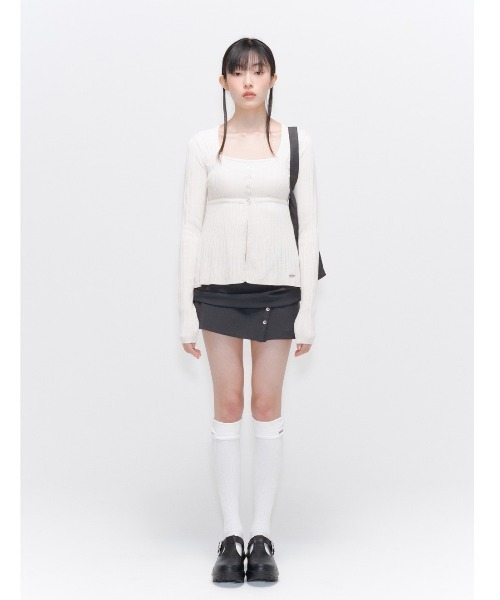 Miseki SEOUL（ミセキソウル）の「Shirring knee socks（ソックス/靴下・レディース・ブラック/グレー/アイボリー/チャコール・OS）」の20枚目の写真