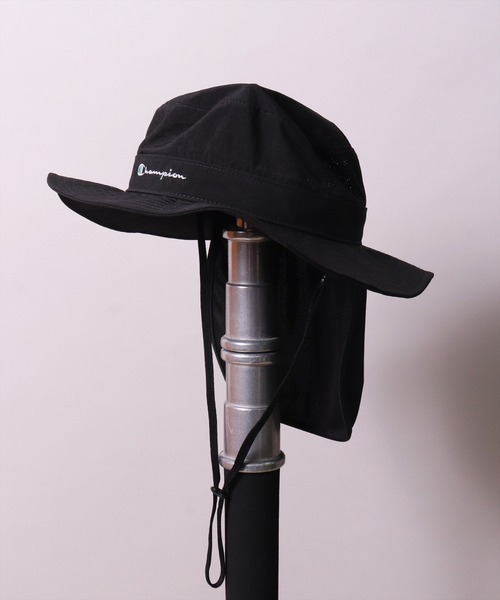 Champion（チャンピオン）の「(LF)【Champion】【キッズ】タレ付き サンシールド アドベンチャーハット（ハット・キッズ・ライラック系/ネイビー系/ブラック/ピンク系・ONE SIZE）」の2枚目の写真