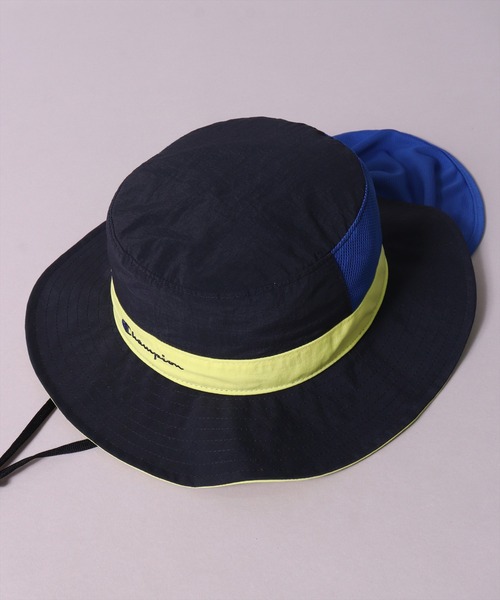 Champion（チャンピオン）の「(LF)【Champion】【キッズ】タレ付き サンシールド アドベンチャーハット（ハット・キッズ・ライラック系/ネイビー系/ブラック/ピンク系・ONE SIZE）」の6枚目の写真