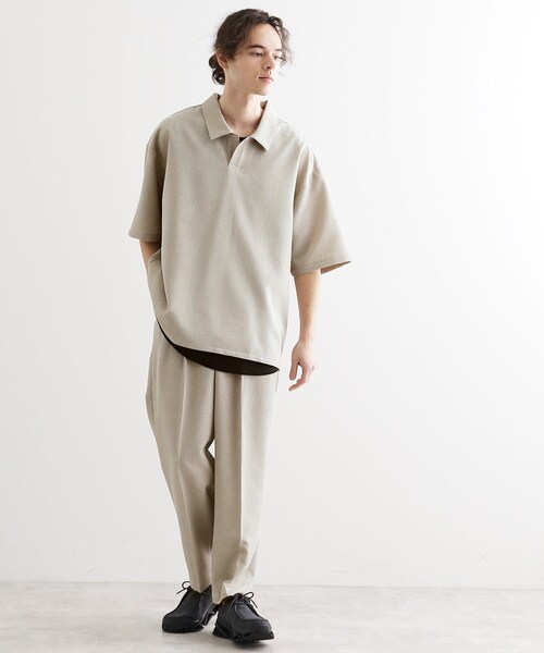 tk.TAKEO KIKUCHI(ティーケータケオキクチ)の「【セットアップ対応】テッククレープスキッパーシャツ(シャツ/ブラウス・メンズ・チャコールグレー/ライトベージュ/ブルー/ブラック・01/03/02)」の21枚目の写真