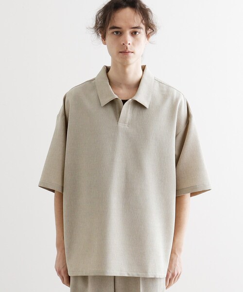 tk.TAKEO KIKUCHI(ティーケータケオキクチ)の「【セットアップ対応】テッククレープスキッパーシャツ(シャツ/ブラウス・メンズ・チャコールグレー/ライトベージュ/ブルー/ブラック・01/03/02)」の11枚目の写真