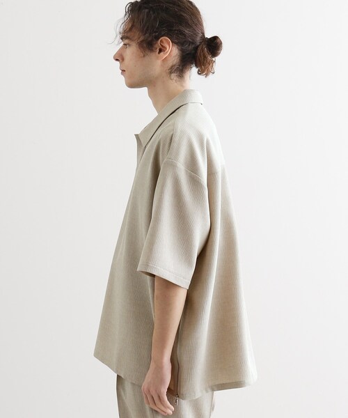 tk.TAKEO KIKUCHI(ティーケータケオキクチ)の「【セットアップ対応】テッククレープスキッパーシャツ(シャツ/ブラウス・メンズ・チャコールグレー/ライトベージュ/ブルー/ブラック・01/03/02)」の10枚目の写真