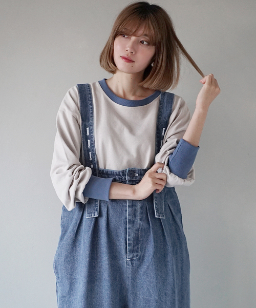e-zakkamania stores(イーザッカマニアストアーズ)の「10oz.DENIM ハイウエスト ワイドサロペット(サロペット/オーバーオール・レディース・インディゴブルー/ブルー・フリー)」の11枚目の写真