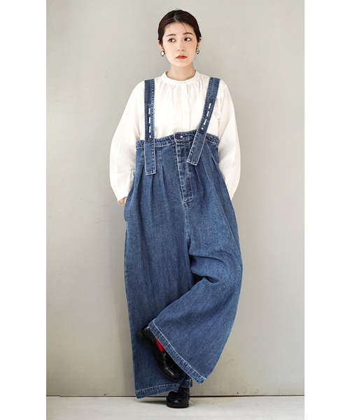 e-zakkamania stores(イーザッカマニアストアーズ)の「10oz.DENIM ハイウエスト ワイドサロペット(サロペット/オーバーオール・レディース・インディゴブルー/ブルー・フリー)」の10枚目の写真