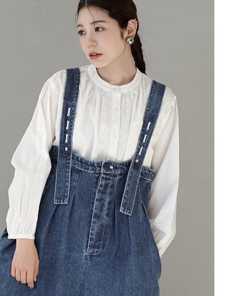 e-zakkamania stores(イーザッカマニアストアーズ)の「10oz.DENIM ハイウエスト ワイドサロペット(サロペット/オーバーオール・レディース・インディゴブルー/ブルー・フリー)」の9枚目の写真