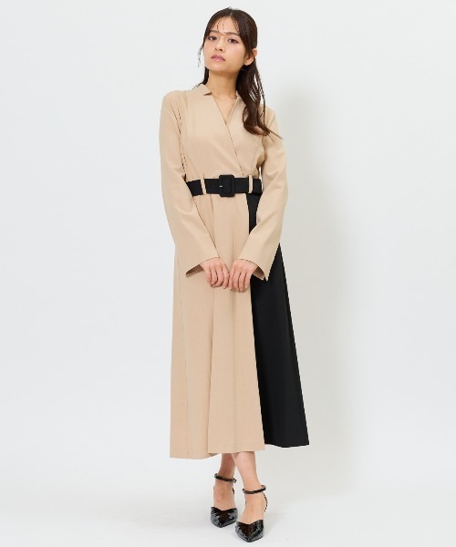 アンドクチュール バイカラーカシュクールワンピース セール】バイカラーカシュクールワンピース（ワンピース）｜AND