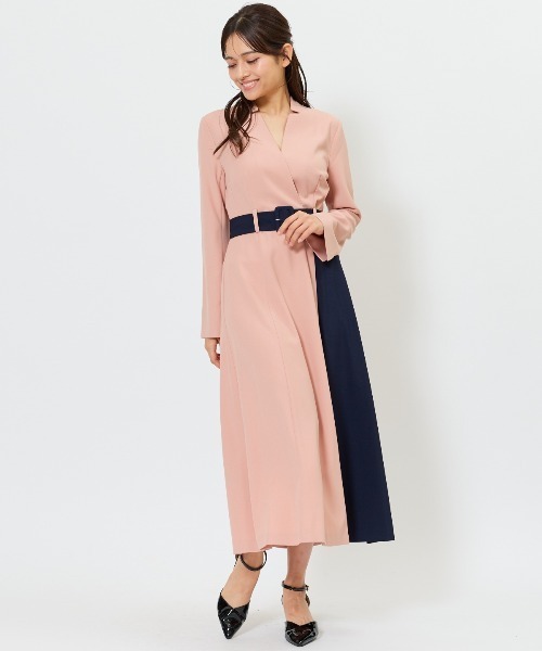 アンドクチュール バイカラーカシュクールワンピース セール】バイカラーカシュクールワンピース（ワンピース）｜AND