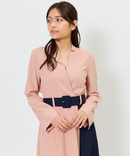 アンドクチュール バイカラーカシュクールワンピース セール】バイカラーカシュクールワンピース（ワンピース）｜AND