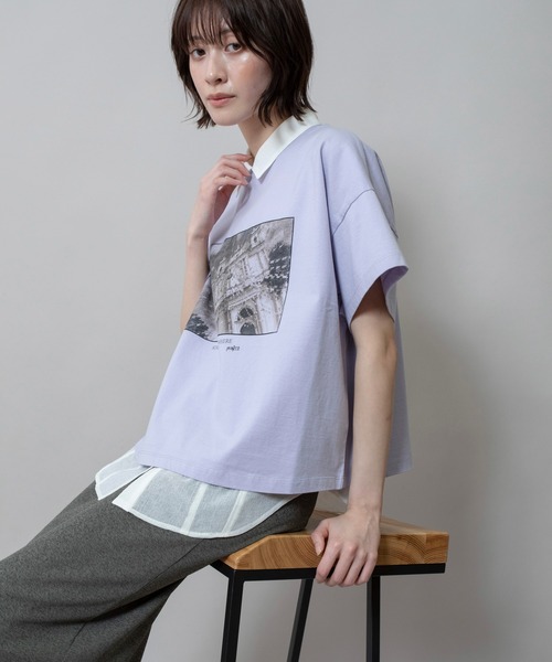 Munich（ミューニック）の「フォトプリントTシャツ（Tシャツ/カットソー・レディース・ホワイト/ラベンダー/ライトベージュ・FREE）」の3枚目の写真