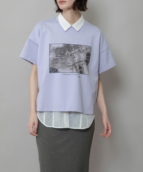 Munich（ミューニック）の「フォトプリントTシャツ（Tシャツ/カットソー・レディース・ホワイト/ラベンダー/ライトベージュ・FREE）」の9枚目の写真