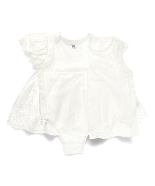 BRANSHES（ブランシェス）の「【キッズとおそろい】ローンスカラップ刺繍カバーオール（ロンパース・キッズ・ラベンダー/オフホワイト・70/80）」の9枚目の写真