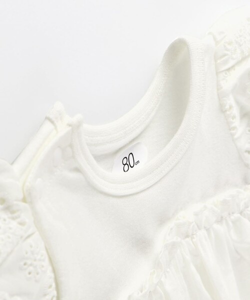 BRANSHES（ブランシェス）の「【キッズとおそろい】ローンスカラップ刺繍カバーオール（ロンパース・キッズ・ラベンダー/オフホワイト・70/80）」の10枚目の写真