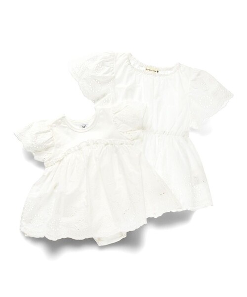 BRANSHES（ブランシェス）の「【キッズとおそろい】ローンスカラップ刺繍カバーオール（ロンパース・キッズ・ラベンダー/オフホワイト・70/80）」の16枚目の写真