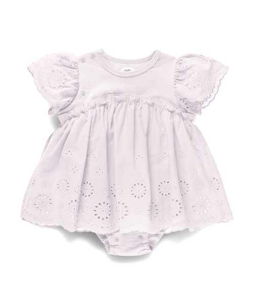 BRANSHES（ブランシェス）の「【キッズとおそろい】ローンスカラップ刺繍カバーオール（ロンパース・キッズ・ラベンダー/オフホワイト・70/80）」の5枚目の写真