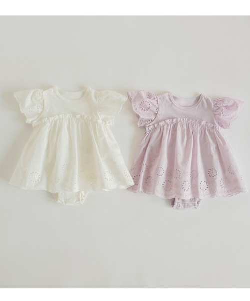 BRANSHES（ブランシェス）の「【キッズとおそろい】ローンスカラップ刺繍カバーオール（ロンパース・キッズ・ラベンダー/オフホワイト・70/80）」の17枚目の写真