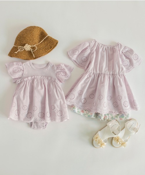 BRANSHES（ブランシェス）の「【キッズとおそろい】ローンスカラップ刺繍カバーオール（ロンパース・キッズ・ラベンダー/オフホワイト・70/80）」の18枚目の写真