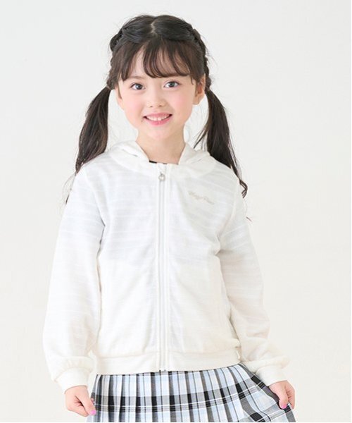 mezzo piano メゾピアノ 女の子　 パーカー　ホワイト　１４０cm mezzo piano junior - メゾピアノジュニア 薄手パーカーの通販