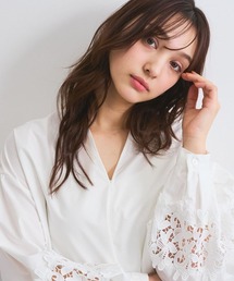 QUEENS COURT（クイーンズコート）の「レース切替スキッパーシャツ≪洗濯機で洗える≫（シャツ/ブラウス）」