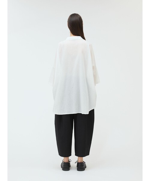 mizuiroind（ミズイロインド）の「mizuiro ind ハーフスリーブワイドチュニックシャツ（シャツ/ブラウス・レディース・オフホワイト/ネイビー/ベージュ/ブラック・FREE）」の19枚目の写真