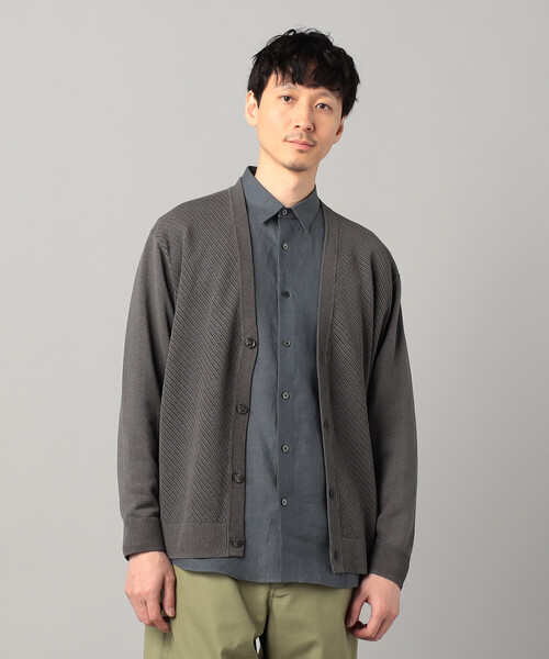 COMME CA MEN（コムサメン）の「ペーパーヤーン透かし編み カーディガン（カーディガン/ボレロ・メンズ・ブラック/チャコールグレー/ホワイト・M/L）」の3枚目の写真