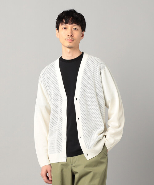 COMME CA MEN（コムサメン）の「ペーパーヤーン透かし編み カーディガン（カーディガン/ボレロ・メンズ・ブラック/チャコールグレー/ホワイト・M/L）」の8枚目の写真
