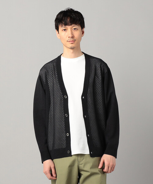 COMME CA MEN（コムサメン）の「ペーパーヤーン透かし編み カーディガン（カーディガン/ボレロ・メンズ・ブラック/チャコールグレー/ホワイト・M/L）」の4枚目の写真